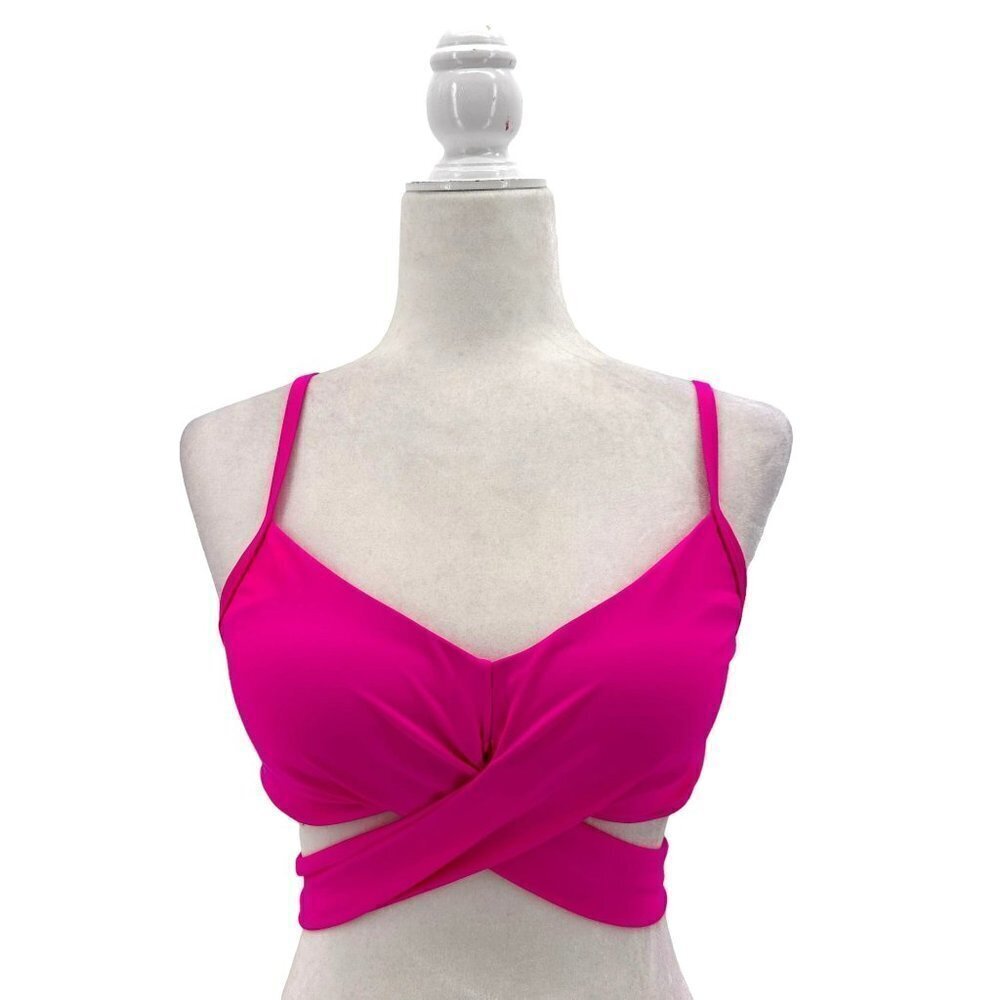 NIP OMKAGI Hot Pink Tie Swim Bikini Top Womens Small